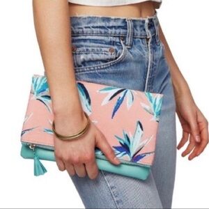 Rachel Pally Coral & Turquoise Reversible Clutch